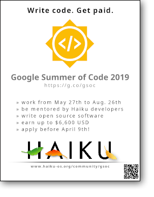 GSoC Haiku 2019 Flyer