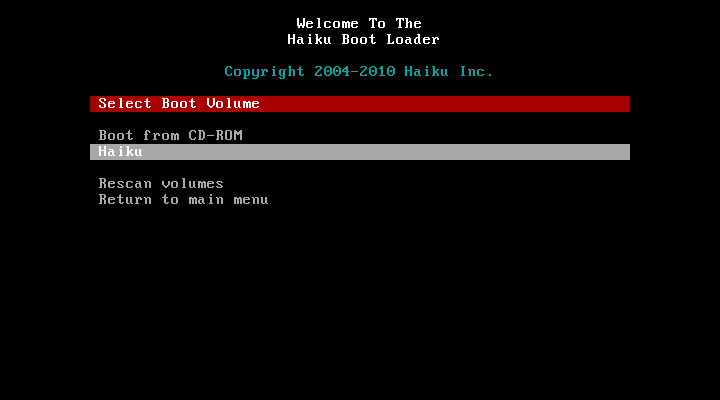 Select the boot volume from the list