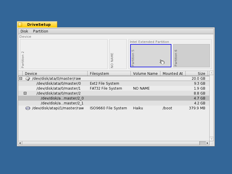 Select the target partition