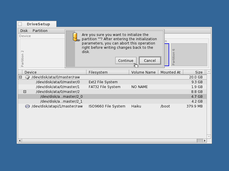 Continue from the alert