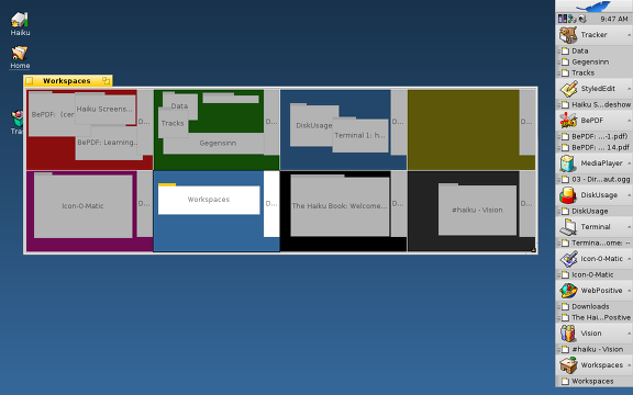 Screenshot of workspaces